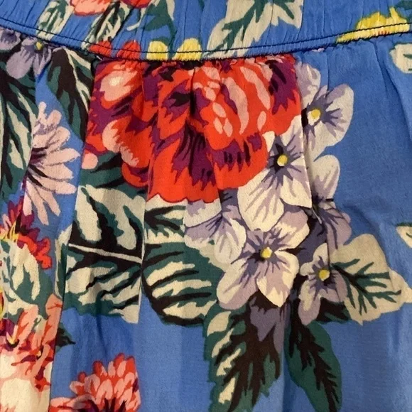 Anthropologie Maeve Scarf Print Floral stretchy tie waist viscose pocket Short s - Picture 9 of 12